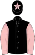 Black, pink sleeves, black cap, pink star