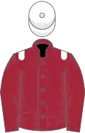 Maroon, white epaulets and cap