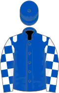 Royal blue, white epaulets, checked sleeves