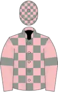 Pink and grey check, pink sleeves, grey armlets