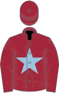 Maroon, light blue star