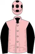 PINK, black sleeves, pink cap, black spots