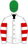 White, white sleeves, red hooped, green cap