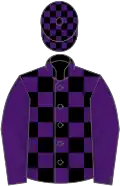 Black and purple check, purple sleeves