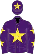 Purple, yellow star, yellow stars on sleeves, yellow star on cap