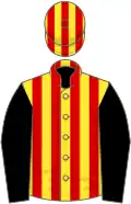 Red, Yellow Stripes, Black Sleeves, Yellow And red striped Cap