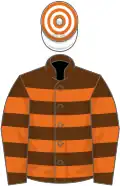 BROWN and ORANGE HOOPS, white and orange hooped cap