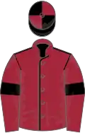 Maroon, black seams and armlets, black and maroon quartered cap