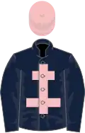 Dark blue, pink cross of lorraine, pink cap