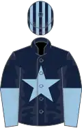 Dark blue, light blue star, halved sleeves, light blue and dark blue striped cap