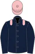 Dark blue, pink epaulets and cap