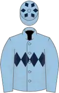 Light blue, dark blue triple diamond, diamonds on cap