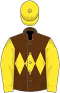 Brown, yellow triple diamond, sleeves and cap