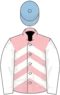 Pink, white chevrons and sleeves, light blue cap