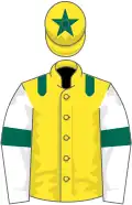Yellow, dark green epaulettes, white sleeves, dark green armlet, yellow cap, dark green star