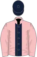 Pink, dark blue stripe and cap