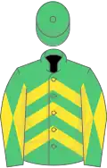 Emerald Green, Yellow chevrons, diabolo on sleeves, Emerald Green cap