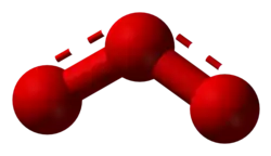 Ball and stick model of ozone