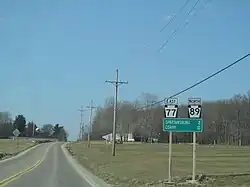 Eastbound PA 77 and northbound PA 89 in Sparta Township