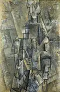Pablo Picasso, 1911–12, L'Homme à la clarinette (Man with a Clarinette), oil on canvas, 106 x 69 cm, Museo Thyssen-Bornemisza, Madrid[1]