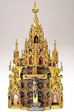 Unusually fancy North Italian pax, including relics, 1434, Trento Cathedral, 33 cm (13 in) high