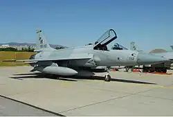 A JF-17 Thunder belonging to the No. 26 Squadron with its canopy open