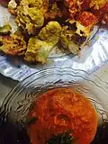 Paneer tikka with tomato chutney