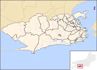 Administrative region of Ilha de Paquetá (where is located the neighborhood of Paquetá) within municipality of Rio de Janeiro;inset: within state of Rio de Janeiro