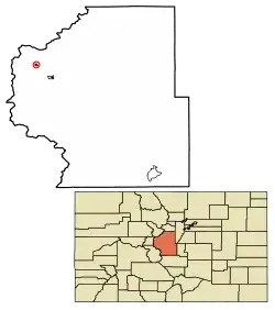 Location of the Town of Alma in Park County, Colorado.