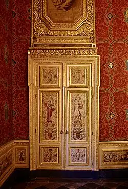 Baroque – grotesques on a door in the Palais du Parlement de Bretagne, Rennes, France, unknown architect, sculptor and painter, 17th century (Louis XIV era)