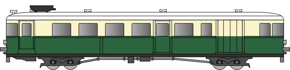 Compagnie du Midi railcar in livery.