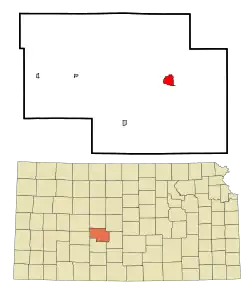 Location within Pawnee County and Kansas