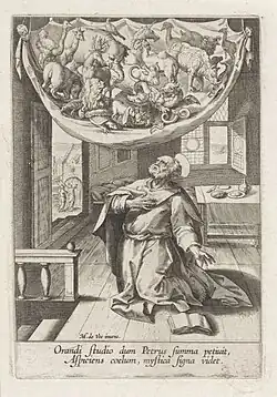 Saint Peter's vision about the unclean animals, Engraving, ca 1591-1600