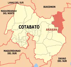 Map of Cotabato with Arakan highlighted