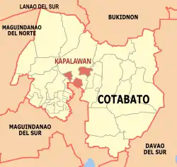Map of Cotabato with Kapalawan highlighted