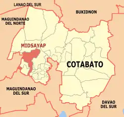 Map of Cotabato with Midsayap highlighted