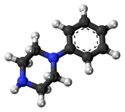 Ball-and-stick model of the phenylpiperazine molecule