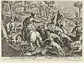 A 16th-century print after Stradanus depicting a wolf hunt