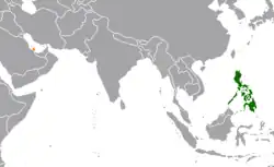 Map indicating locations of Philippines and Qatar