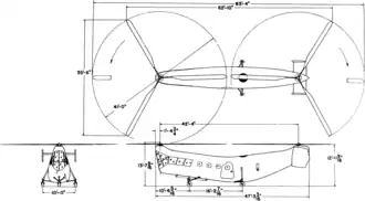 3-view line drawing of the Piasecki HRP-1 Rescuer