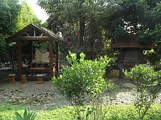 Pietà and first Station of the Cross in the Prayer Garden.