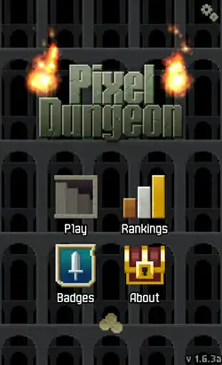 Shows the logo and 4 options: play, rankings, badges, and about.