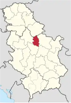 Location of district in Serbia