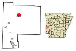 Location of Mena in Polk County, Arkansas