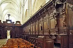 17th-century choir stalls of the Pontigny Abbey, France