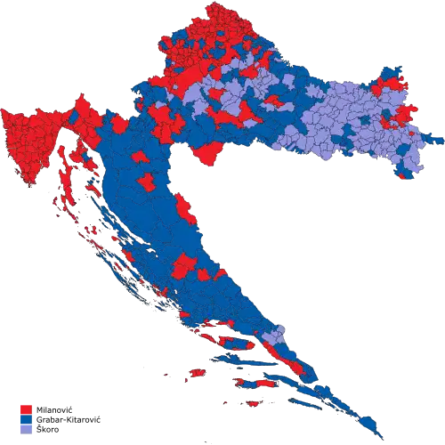 First-place candidate in the first round of the election in each municipality.