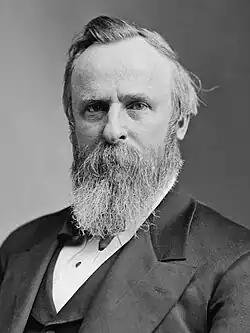 Black-and-white photographic portrait of Rutherford B. Hayes