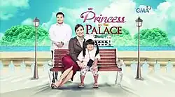 An image of Aiza Seguerra standing and Eula Valdez and Ryzza Mae Dizon sitting on a chair, with plants and light posts on the background. The series title is displayed on the upper center of the image. The logo of GMA Network is displayed on the upper right side of the image.