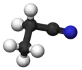 Ball and stick model of propanenitrile