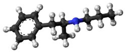 Ball-and-stick model of the propylamphetamine molecule